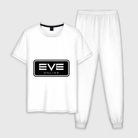 Мужская пижама хлопок с принтом EVE online в Санкт-Петербурге, 100% хлопок | брюки и футболка прямого кроя, без карманов, на брюках мягкая резинка на поясе и по низу штанин
 | ив | игра | компьютерная