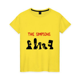 Женская футболка хлопок с принтом The simpsons в Санкт-Петербурге, 100% хлопок | прямой крой, круглый вырез горловины, длина до линии бедер, слегка спущенное плечо | 