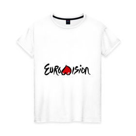 Женская футболка хлопок с принтом Eurovision в Санкт-Петербурге, 100% хлопок | прямой крой, круглый вырез горловины, длина до линии бедер, слегка спущенное плечо | eurovision | евровидение