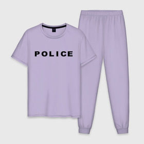 Мужская пижама хлопок с принтом POLICE в Санкт-Петербурге, 100% хлопок | брюки и футболка прямого кроя, без карманов, на брюках мягкая резинка на поясе и по низу штанин
 | police | правоохранительные органы