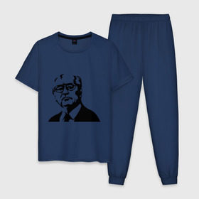Мужская пижама хлопок с принтом Горбачев в Санкт-Петербурге, 100% хлопок | брюки и футболка прямого кроя, без карманов, на брюках мягкая резинка на поясе и по низу штанин
 | горбачев | михаил сергеевич | политические | россия