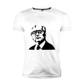Мужская футболка премиум с принтом Горбачев в Санкт-Петербурге, 92% хлопок, 8% лайкра | приталенный силуэт, круглый вырез ворота, длина до линии бедра, короткий рукав | горбачев | михаил сергеевич | политические | россия