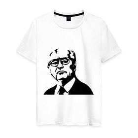 Мужская футболка хлопок с принтом Горбачев в Санкт-Петербурге, 100% хлопок | прямой крой, круглый вырез горловины, длина до линии бедер, слегка спущенное плечо. | горбачев | михаил сергеевич | политические | россия