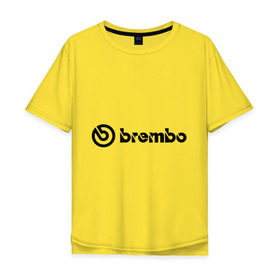 Мужская футболка хлопок Oversize с принтом Brembo в Санкт-Петербурге, 100% хлопок | свободный крой, круглый ворот, “спинка” длиннее передней части | brembo | брембо | колодки | тормоза | тормозные колодки | тюнинг