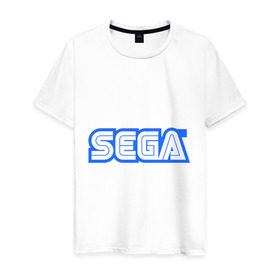 Мужская футболка хлопок с принтом SEGA в Санкт-Петербурге, 100% хлопок | прямой крой, круглый вырез горловины, длина до линии бедер, слегка спущенное плечо. | 8 bit | 8 бит | sega | видеоигры | приставки | сега