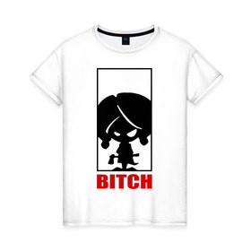 Женская футболка хлопок с принтом Bitch-logo в Санкт-Петербурге, 100% хлопок | прямой крой, круглый вырез горловины, длина до линии бедер, слегка спущенное плечо | девочка | девушка | злая | стерва | топор