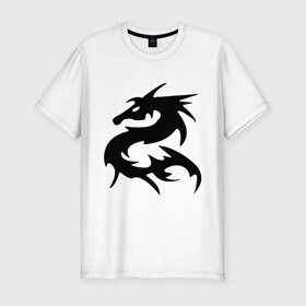 Мужская футболка премиум с принтом Дракон (2) в Санкт-Петербурге, 92% хлопок, 8% лайкра | приталенный силуэт, круглый вырез ворота, длина до линии бедра, короткий рукав | dragon | tribal | дракон | китайский дракон | орнамент | трайбл | трибал | узор