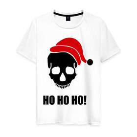 Мужская футболка хлопок с принтом HO-HO-HO! в Санкт-Петербурге, 100% хлопок | прямой крой, круглый вырез горловины, длина до линии бедер, слегка спущенное плечо. | 2012 | new year | нг | новый год | новый год 2012 | снегурочка | череп | черепок