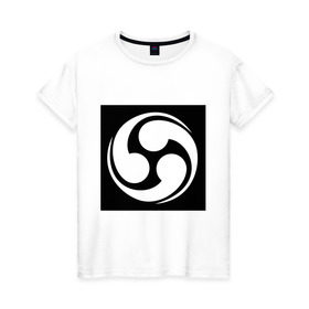 Женская футболка хлопок с принтом Знак Дао в Санкт-Петербурге, 100% хлопок | прямой крой, круглый вырез горловины, длина до линии бедер, слегка спущенное плечо | tribal | даоссы | китайская философия | трайбл | узор