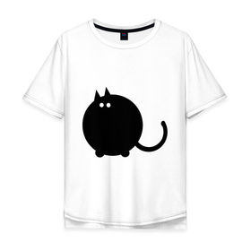 Мужская футболка хлопок Oversize с принтом Котег в Санкт-Петербурге, 100% хлопок | свободный крой, круглый ворот, “спинка” длиннее передней части | большой кот | кот | котег | коты | кошки