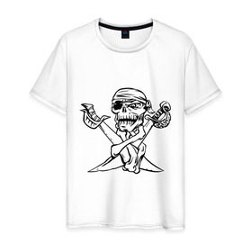 Мужская футболка хлопок с принтом Pirate (2) в Санкт-Петербурге, 100% хлопок | прямой крой, круглый вырез горловины, длина до линии бедер, слегка спущенное плечо. | Тематика изображения на принте: 
