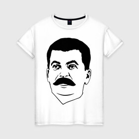 Женская футболка хлопок с принтом Сталин в Санкт-Петербурге, 100% хлопок | прямой крой, круглый вырез горловины, длина до линии бедер, слегка спущенное плечо | stalin | ussr | коба | кобба | политические | ссср | сталин