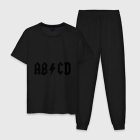 Мужская пижама хлопок с принтом ABCD в Санкт-Петербурге, 100% хлопок | брюки и футболка прямого кроя, без карманов, на брюках мягкая резинка на поясе и по низу штанин
 | ac dc | acdc | acds | acdsee | эйсидиси