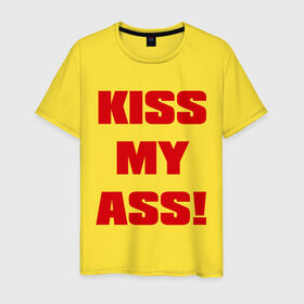 Мужская футболка хлопок с принтом Kiss My Ass в Санкт-Петербурге, 100% хлопок | прямой крой, круглый вырез горловины, длина до линии бедер, слегка спущенное плечо. | меня | поцелуй