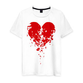 Мужская футболка хлопок с принтом Сердце рассыпалось в Санкт-Петербурге, 100% хлопок | прямой крой, круглый вырез горловины, длина до линии бедер, слегка спущенное плечо. | осколки | разбитое сердце | сердце