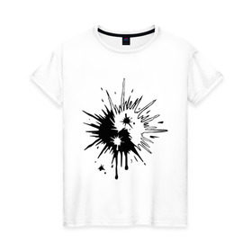 Женская футболка хлопок с принтом Взрыв инь-янь в Санкт-Петербурге, 100% хлопок | прямой крой, круглый вырез горловины, длина до линии бедер, слегка спущенное плечо | взрыв | знак | инь | инь ян | китайский | ян | янь
