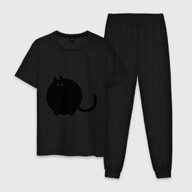 Мужская пижама хлопок с принтом Котег в Санкт-Петербурге, 100% хлопок | брюки и футболка прямого кроя, без карманов, на брюках мягкая резинка на поясе и по низу штанин
 | животные | кот | кошки | черный кот