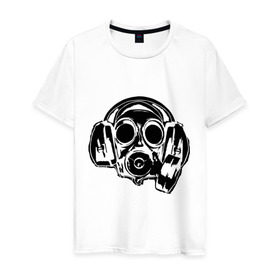 Мужская футболка хлопок с принтом Toxic DJ в Санкт-Петербурге, 100% хлопок | прямой крой, круглый вырез горловины, длина до линии бедер, слегка спущенное плечо. | Тематика изображения на принте: deejay | dj | toxic | диджей | противогаз | токсик