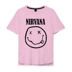 Мужская футболка хлопок Oversize с принтом Nirvana в Санкт-Петербурге, 100% хлопок | свободный крой, круглый ворот, “спинка” длиннее передней части | cobain | media | nirvana | rock | smells like teen spirit | toplanding | кобейн | нирвана | рок