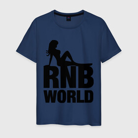 Мужская футболка хлопок с принтом RNB World в Санкт-Петербурге, 100% хлопок | прямой крой, круглый вырез горловины, длина до линии бедер, слегка спущенное плечо. | rnb | девушка | силуэт