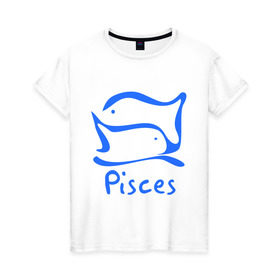 Женская футболка хлопок с принтом Рыбы в Санкт-Петербурге, 100% хлопок | прямой крой, круглый вырез горловины, длина до линии бедер, слегка спущенное плечо | 