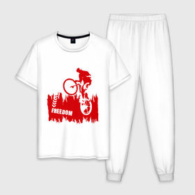 Мужская пижама хлопок с принтом Велосипед в Санкт-Петербурге, 100% хлопок | брюки и футболка прямого кроя, без карманов, на брюках мягкая резинка на поясе и по низу штанин
 | streeet | xtream | велик | вело | велосипед | стрит | экстрим