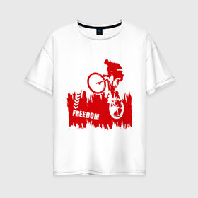 Женская футболка хлопок Oversize с принтом Велосипед в Санкт-Петербурге, 100% хлопок | свободный крой, круглый ворот, спущенный рукав, длина до линии бедер
 | streeet | xtream | велик | вело | велосипед | стрит | экстрим