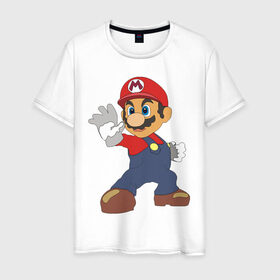 Мужская футболка хлопок с принтом Super Mario (1) в Санкт-Петербурге, 100% хлопок | прямой крой, круглый вырез горловины, длина до линии бедер, слегка спущенное плечо. | nintendo | марио | нинтендо