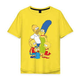 Мужская футболка хлопок Oversize с принтом The Simpsons (2) в Санкт-Петербурге, 100% хлопок | свободный крой, круглый ворот, “спинка” длиннее передней части | гомер