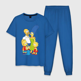 Мужская пижама хлопок с принтом The Simpsons (2) в Санкт-Петербурге, 100% хлопок | брюки и футболка прямого кроя, без карманов, на брюках мягкая резинка на поясе и по низу штанин
 | гомер