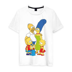 Мужская футболка хлопок с принтом The Simpsons (2) в Санкт-Петербурге, 100% хлопок | прямой крой, круглый вырез горловины, длина до линии бедер, слегка спущенное плечо. | гомер