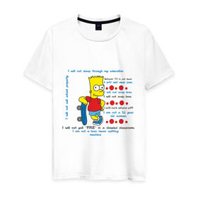 Мужская футболка хлопок с принтом Бард Симпсон Скейт в Санкт-Петербурге, 100% хлопок | прямой крой, круглый вырез горловины, длина до линии бедер, слегка спущенное плечо. | simpsons | барт | барт симпсон | симпсоны | симсоны