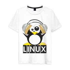 Мужская футболка хлопок с принтом Linux (6) в Санкт-Петербурге, 100% хлопок | прямой крой, круглый вырез горловины, длина до линии бедер, слегка спущенное плечо. | Тематика изображения на принте: пингвин