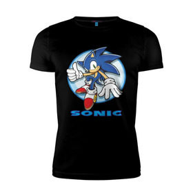 Мужская футболка премиум с принтом Sonic в Санкт-Петербурге, 92% хлопок, 8% лайкра | приталенный силуэт, круглый вырез ворота, длина до линии бедра, короткий рукав | sonic | sonic 2 | super sonic | соник