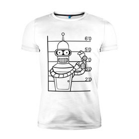 Мужская футболка премиум с принтом Bender (3) в Санкт-Петербурге, 92% хлопок, 8% лайкра | приталенный силуэт, круглый вырез ворота, длина до линии бедра, короткий рукав | bender | futurama | бендер | футурама