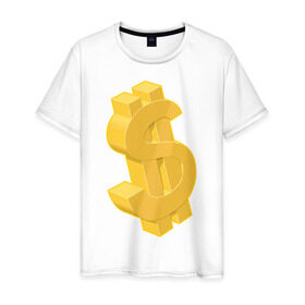 Мужская футболка хлопок с принтом Доллар в Санкт-Петербурге, 100% хлопок | прямой крой, круглый вырез горловины, длина до линии бедер, слегка спущенное плечо. | бабло | бакс | баксы | валюта | деньги | доллар | знак доллара