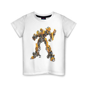 Детская футболка хлопок с принтом Bumblebee в Санкт-Петербурге, 100% хлопок | круглый вырез горловины, полуприлегающий силуэт, длина до линии бедер | bumble bee | bumblebee | трансформеры
