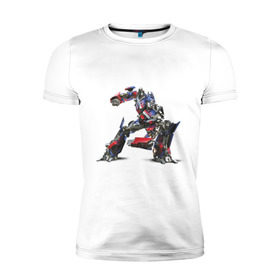 Мужская футболка премиум с принтом Optimus в Санкт-Петербурге, 92% хлопок, 8% лайкра | приталенный силуэт, круглый вырез ворота, длина до линии бедра, короткий рукав | 