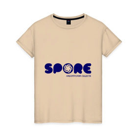 Женская футболка хлопок с принтом Spore в Санкт-Петербурге, 100% хлопок | прямой крой, круглый вырез горловины, длина до линии бедер, слегка спущенное плечо | игра | игры | лаборатория существ | спор