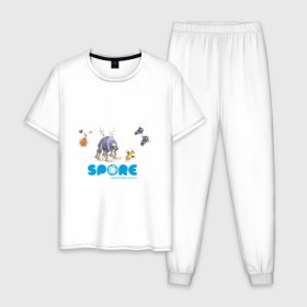 Мужская пижама хлопок с принтом Spore (3) в Санкт-Петербурге, 100% хлопок | брюки и футболка прямого кроя, без карманов, на брюках мягкая резинка на поясе и по низу штанин
 | игры | лаборатория существ | спор