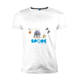 Мужская футболка премиум с принтом Spore (3) в Санкт-Петербурге, 92% хлопок, 8% лайкра | приталенный силуэт, круглый вырез ворота, длина до линии бедра, короткий рукав | игры | лаборатория существ | спор