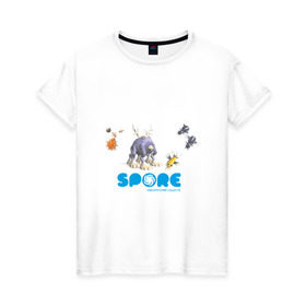Женская футболка хлопок с принтом Spore (3) в Санкт-Петербурге, 100% хлопок | прямой крой, круглый вырез горловины, длина до линии бедер, слегка спущенное плечо | игры | лаборатория существ | спор