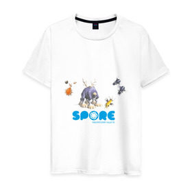 Мужская футболка хлопок с принтом Spore (3) в Санкт-Петербурге, 100% хлопок | прямой крой, круглый вырез горловины, длина до линии бедер, слегка спущенное плечо. | игры | лаборатория существ | спор
