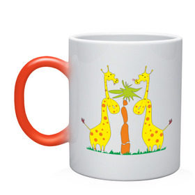 Кружка хамелеон с принтом Жирафы в Санкт-Петербурге, керамика | меняет цвет при нагревании, емкость 330 мл | Тематика изображения на принте: 