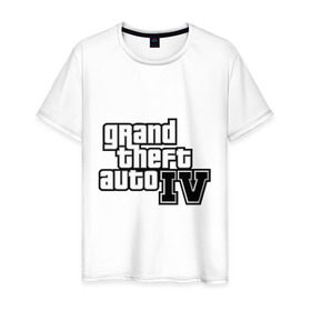 Мужская футболка хлопок с принтом Gta 4 в Санкт-Петербурге, 100% хлопок | прямой крой, круглый вырез горловины, длина до линии бедер, слегка спущенное плечо. | 