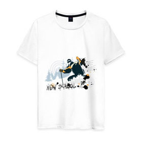 Мужская футболка хлопок с принтом Лыжник (1) в Санкт-Петербурге, 100% хлопок | прямой крой, круглый вырез горловины, длина до линии бедер, слегка спущенное плечо. | 