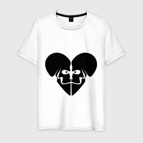 Мужская футболка хлопок с принтом Сердце-череп в Санкт-Петербурге, 100% хлопок | прямой крой, круглый вырез горловины, длина до линии бедер, слегка спущенное плечо. | 