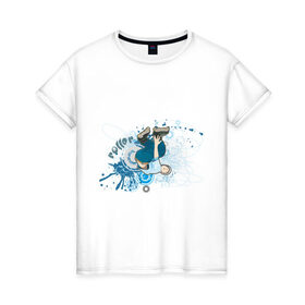 Женская футболка хлопок с принтом Роллер в Санкт-Петербурге, 100% хлопок | прямой крой, круглый вырез горловины, длина до линии бедер, слегка спущенное плечо | катание на роликах | ролики | роллер | экстрим