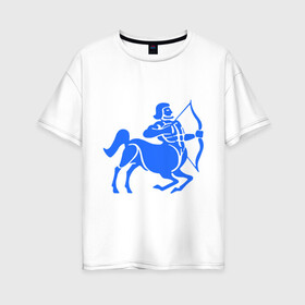 Женская футболка хлопок Oversize с принтом Стрелец (2) в Санкт-Петербурге, 100% хлопок | свободный крой, круглый ворот, спущенный рукав, длина до линии бедер
 | zodiac | астрология | гороскоп | знаки зодиака | стрелец
