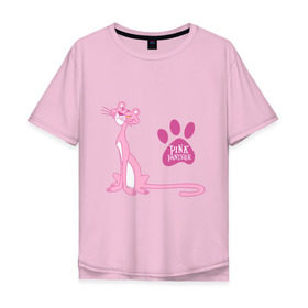 Мужская футболка хлопок Oversize с принтом Розовая Пантера в Санкт-Петербурге, 100% хлопок | свободный крой, круглый ворот, “спинка” длиннее передней части | Тематика изображения на принте: pink panther | розовая пантера